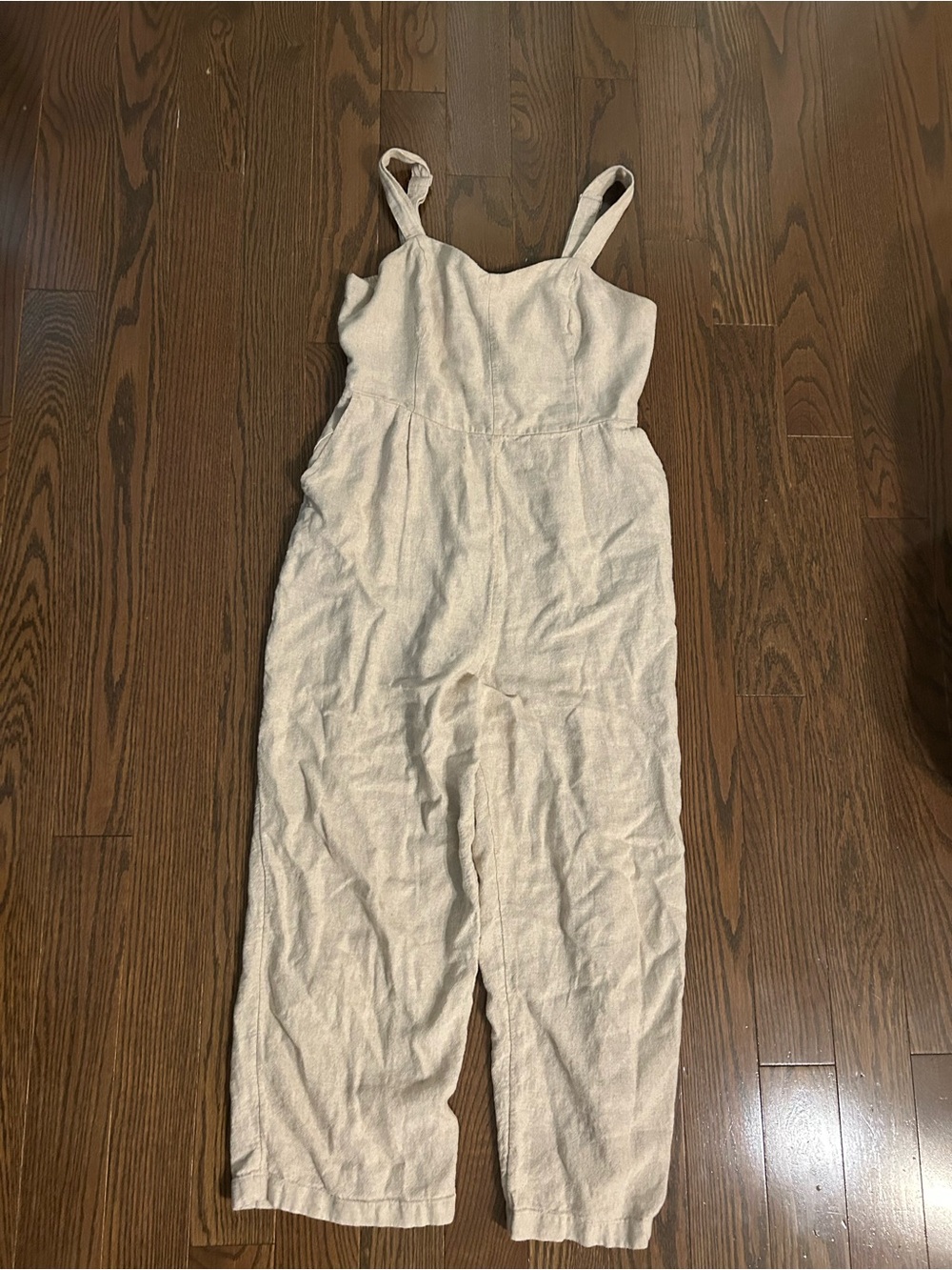 Petite M Neutral Cream Linen Jumpsuit - Sleeveless